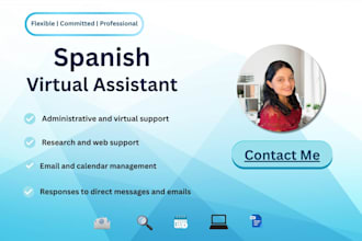 be your spanish virtual assistant for data entry, web research and admin support
