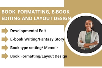do book formatting, e book editing, book type setting and layout design