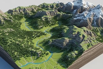 design 3d terrain landscape game environment level for unity and unreal engine