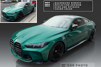 car photo editing and and background replace with shadow