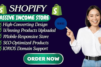 passive income shopify store design, ecommerce website products upload ionos