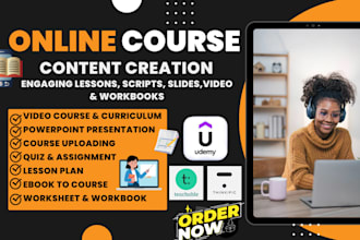 create online course content, course curriculum , elearning course video course