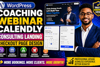 do wordpress coaching webinar calendly consulting landing  checkout page design