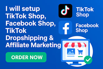 setup facebook shop tiktok affiliate, tiktok shop marketing and product listing