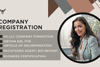 register US llc company, ein, registered agent, business certification, boi