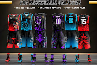 design custom soccer basketball and volleyball uniforms ready for printing