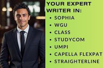 expertly help with wgu, class, straighterline, sophia studycom, umpi