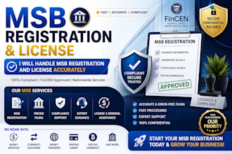 register msb, mtl, fintrac, fca, or emi license with full compliance