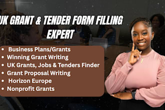 professionally complete your UK grant application and tender submission forms