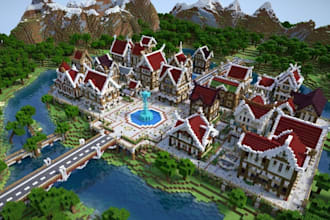 build minecraft,map, lobby, city, terain,spawn,castle in your minecraft server