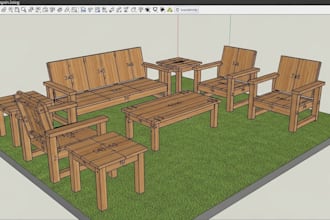 design outdoor furniture for DIY woodworking in sketchup model