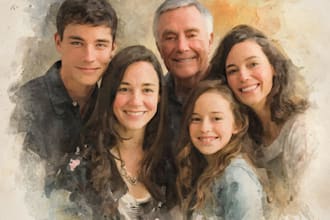 create a watercolor family portrait