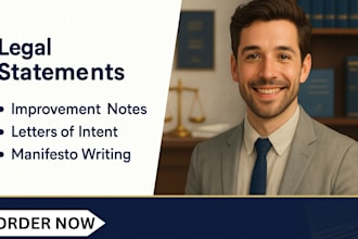 create legal statement, improvement notes, letter of intent, manifesto write up