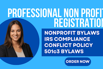 draft irs compliant nonprofit bylaws, policies and conflict of interest rules
