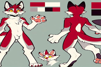 make reference sheet fursona furry art ,furry refrence character, anthro,furry