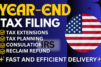 prepare and file US tax forms 1023, w2, w9, 4868 and 1120 within 24 hours