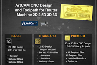 do cnc designs 2d 3d in aspire, vcarve pro and artcam