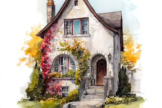 hand paint a watercolor house portrait
