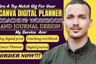 design canva digital planner, journal and coaching workbook for etsy sellers