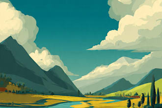 create minimalist landscape illustrations and posters