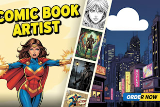 draw comic book illustration, graphic novel comic, strip comic, artist colorist