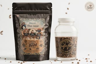 create a coffee bag, packaging and label sticker design
