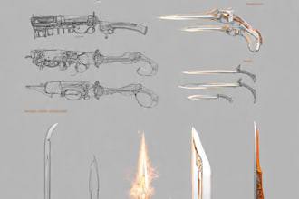 create weapon design and illustration