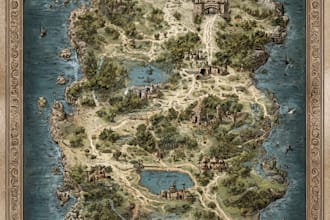 create a high quality detailed fantasy map for dnd and fiction