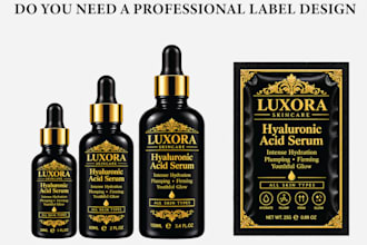 design food label, cosmetic label, bottle label, jar label and packaging design