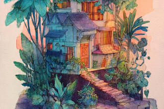 paint a beautiful watercolour illustration