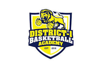 design attractive district basketball academy logo