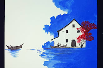 provide hand drawn artistic acrylic art get digitally