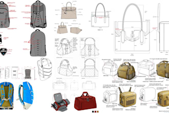 create bag design, bag tech pack of handbag duffle bag backpack tote bag luggage