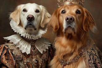 paint your royal renaissance pet portrait, couple