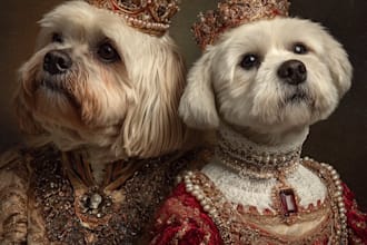 paint your royal renaissance pet portrait, couple