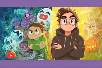 draw cartoon for youtube thumbnail in any style