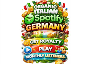 organic italian spotify and germany music promotion royalty play and listeners