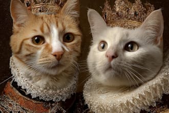 create custom royal pet portrait in high quality