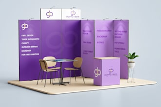 design trade show booth, canopy, outdoor banner, backdrop, for any exhibition