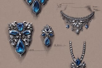 draw a beautiful fashion jewelry design sketch