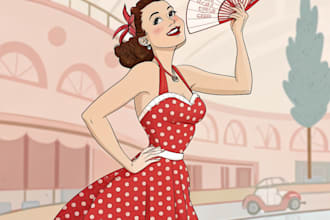 design pin up girl and pin up girl illustration