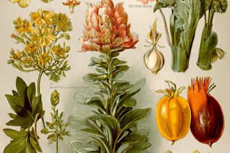 create a beautiful vintage botanical illustration poster