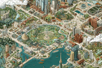 create a unique illustrated map of city or country