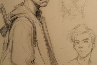 draw sketch and colored anime manga character