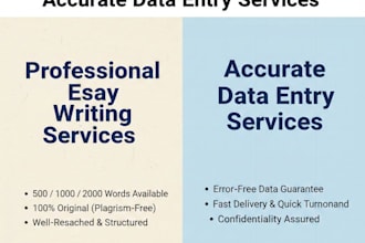 write professional essays and do accurate data entry work