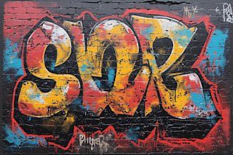 paint real graffiti art on the street wall