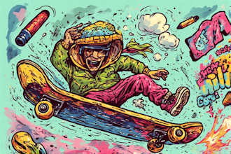 draw graffiti designs murals and wall art or skateboards