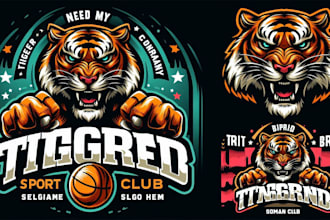 make a powerful tiger sports club logo for your brand