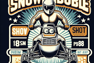 design high quality snowmobile racing mascot logo with t shirt design
