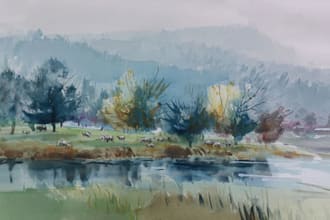 make watercolor landscape design